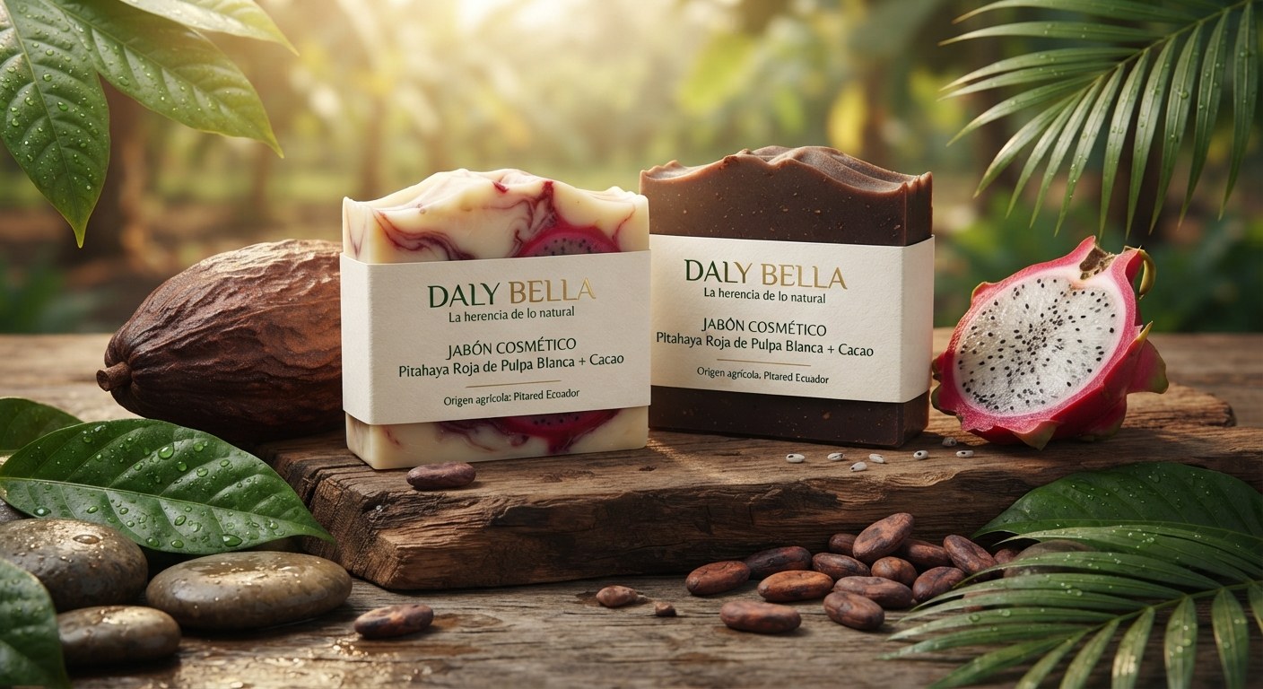 Jabón cosmético Daly Bella pitahaya roja de pulpa blanca y cacao