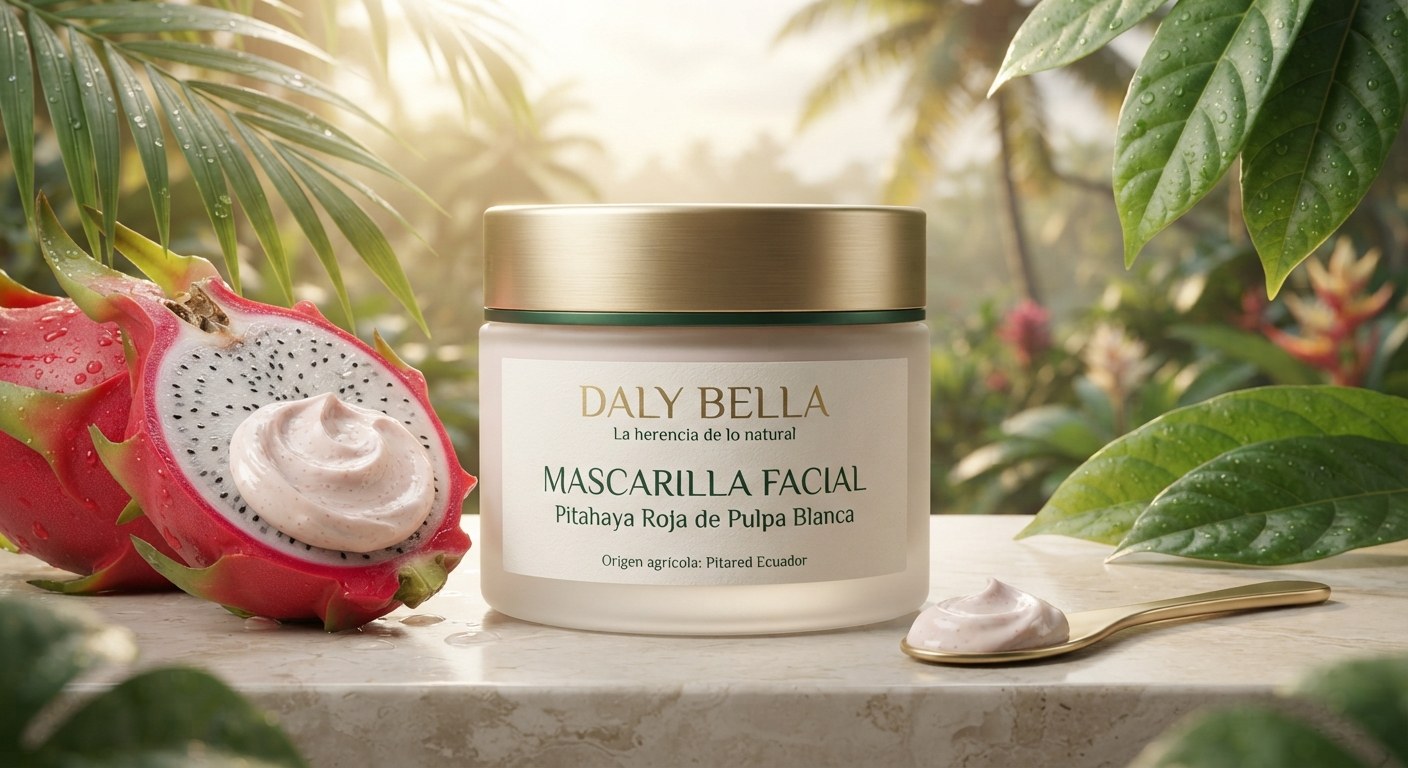 Mascarilla facial Daly Bella pitahaya roja de pulpa blanca